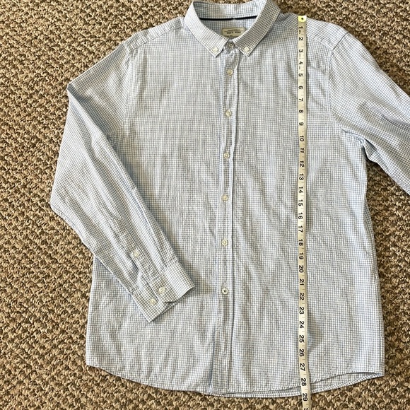 Collezione Cotton Shadow Check Long Sleeve Button Down Shirt - White/Blue - Picture 8 of 13